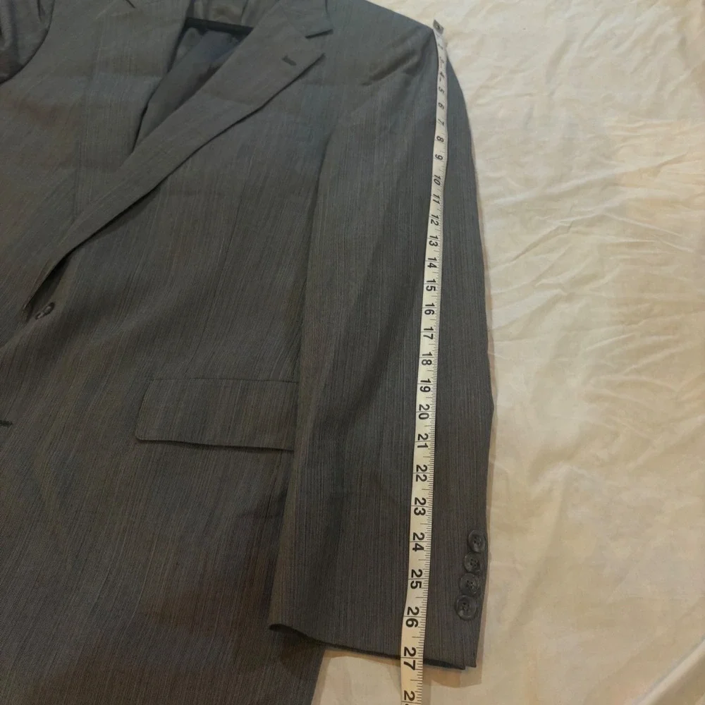 Christian Brooks Mens Gray Blazer Suit Jacket Sports Coat 46L Polyester Wool USA